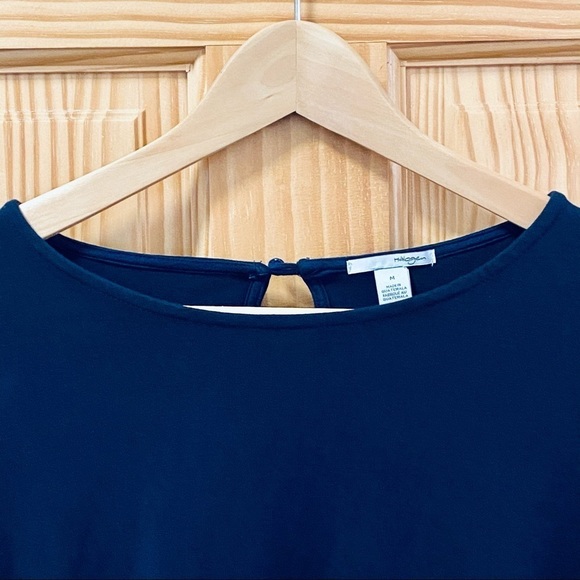 Halogen navy blue ruffle sleeve scoop neck top M - Picture 3 of 7